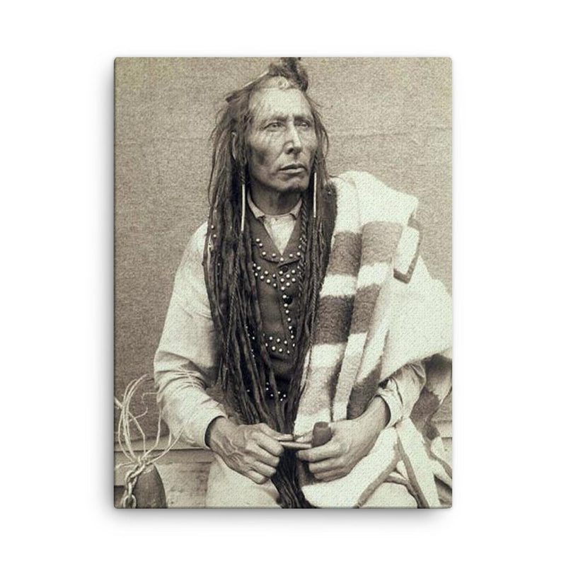 Chief Poundmaker canvas print on a plain backdrop in size 18