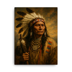 Chief Poundmaker canvas print on a plain backdrop in size 18"x24".