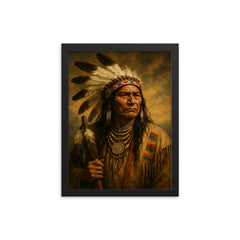 Chief Poundmaker framed print on a plain backdrop in size 12"x16".