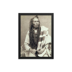 Chief Poundmaker framed print on a plain backdrop in size 12"x16".