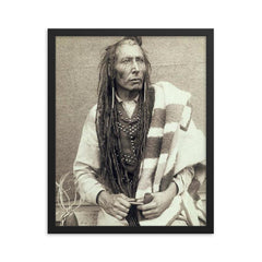 Chief Poundmaker framed print on a plain backdrop in size 16"x20".