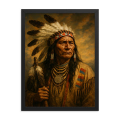Chief Poundmaker framed print on a plain backdrop in size 18"x24".