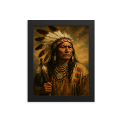 Chief Poundmaker framed print on a plain backdrop in size 8"x10".