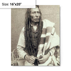 Chief Poundmaker metal print on a plain backdrop in size 16"x20".