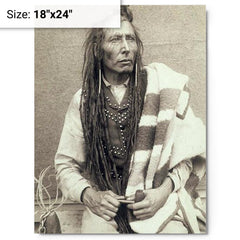 Chief Poundmaker metal print on a plain backdrop in size 18"x24".