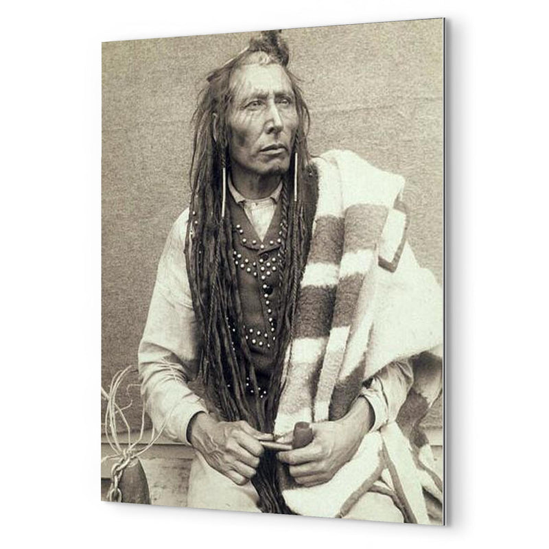 Chief Poundmaker metal print mockup