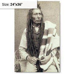 Chief Poundmaker metal print on a plain backdrop in size 24"x36".