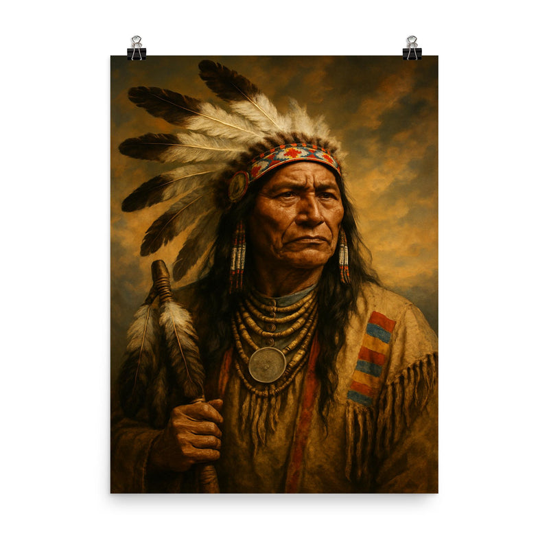 Chief Poundmaker poster on a plain backdrop in size 8
