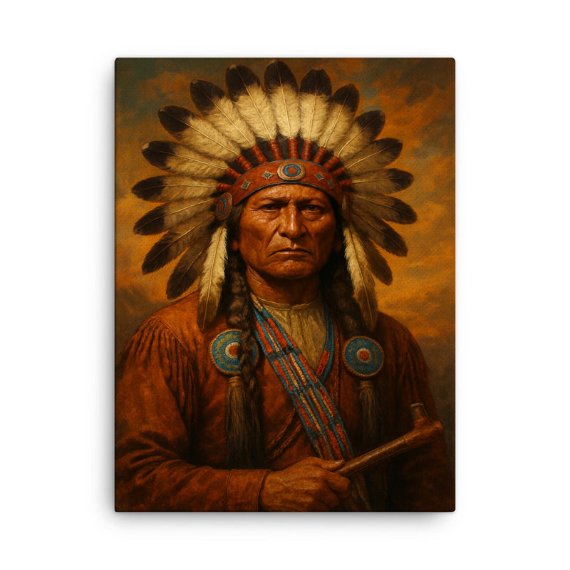Chief Quanah Parker canvas print on a plain backdrop in size 18