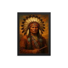 Chief Quanah Parker framed print on a plain backdrop in size 12"x16".