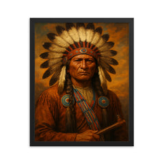 Chief Quanah Parker framed print on a plain backdrop in size 16"x20".
