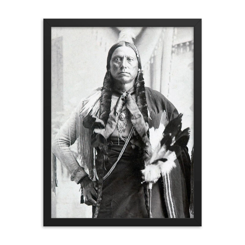 Chief Quanah Parker framed print on a plain backdrop in size 18