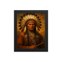 Chief Quanah Parker framed print on a plain backdrop in size 8"x10".
