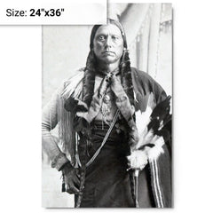 Chief Quanah Parker metal print on a plain backdrop in size 24"x36".