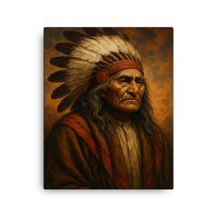 Chief Seattle canvas print on a plain backdrop in size 16"x20".