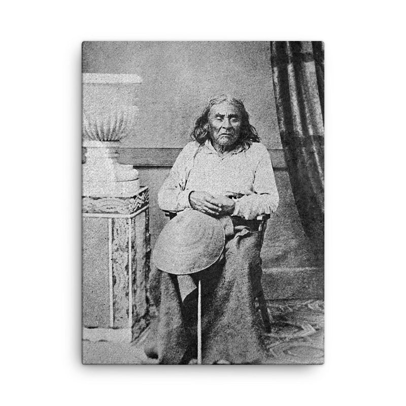 Chief Seattle canvas print on a plain backdrop in size 18