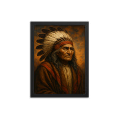 Chief Seattle framed print on a plain backdrop in size 12"x16".