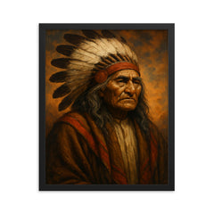 Chief Seattle framed print on a plain backdrop in size 16"x20".