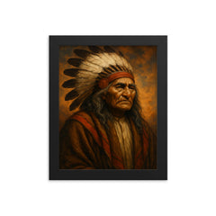 Chief Seattle framed print on a plain backdrop in size 8"x10".