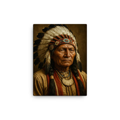 Chief Spotted Tail portrait canvas print on a plain backdrop in size 12"x16".