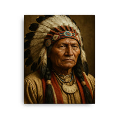Chief Spotted Tail portrait canvas print on a plain backdrop in size 16"x20".