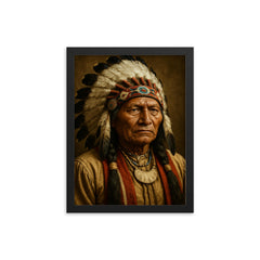 Chief Spotted Tail portrait framed print on a plain backdrop in size 12"x16".