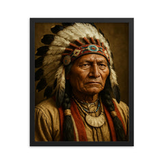 Chief Spotted Tail portrait framed print on a plain backdrop in size 16"x20".