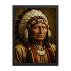 Chief Spotted Tail portrait framed print on a plain backdrop in size 18"x24".