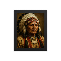 Chief Spotted Tail portrait framed print on a plain backdrop in size 8"x10".