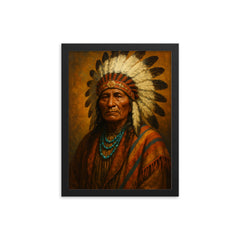 Chief Standing Bear framed print on a plain backdrop in size 12"x16".