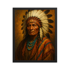 Chief Standing Bear framed print on a plain backdrop in size 16"x20".
