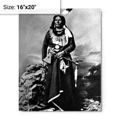 Chief Standing Bear metal print on a plain backdrop in size 16"x20".