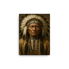 Chief Standing Bear portrait canvas print on a plain backdrop in size 12"x16".