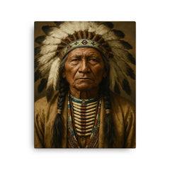 Chief Standing Bear portrait canvas print on a plain backdrop in size 16"x20".