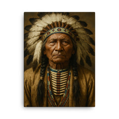 Chief Standing Bear portrait canvas print on a plain backdrop in size 18"x24".