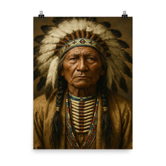 Chief Standing Bear portrait poster on a plain backdrop in size 8"x10".