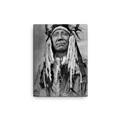Chief Two Moons canvas print on a plain backdrop in size 12"x16".