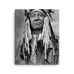Chief Two Moons canvas print on a plain backdrop in size 16"x20".
