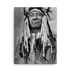 Chief Two Moons canvas print on a plain backdrop in size 18"x24".