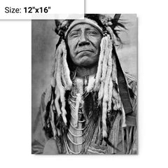 Chief Two Moons metal print on a plain backdrop in size 12"x16".