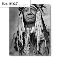 Chief Two Moons metal print on a plain backdrop in size 16"x20".