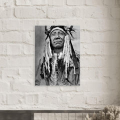Chief Two Moons metal print mockup