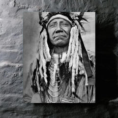 Chief Two Moons metal print mockup