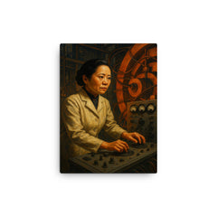 Chien Shiung Wu at cyclotron controls canvas print on a plain backdrop in size 12"x16".