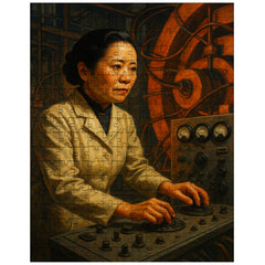 Chien Shiung Wu at cyclotron controls jigsaw puzzle