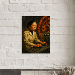 Chien Shiung Wu at cyclotron controls metal print mockup