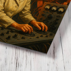 Chien Shiung Wu at cyclotron controls metal print mockup