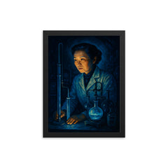 Chien Shiung Wu in midnight laboratory glow framed print on a plain backdrop in size 12"x16".