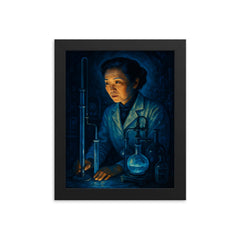 Chien Shiung Wu in midnight laboratory glow framed print on a plain backdrop in size 8"x10".