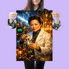 Chien Shiung Wu in physics laboratory glow poster 3